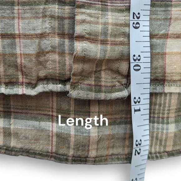 Polo Ralph Lauren Men's 100% Linen Long Sleeve Button Up Tan Plaid Shirt Large - Picture 7 of 8